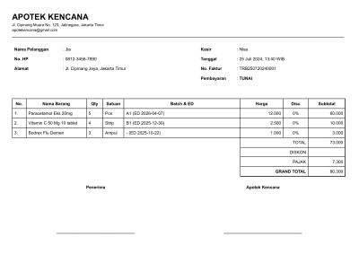 Contoh faktur pembelian obat