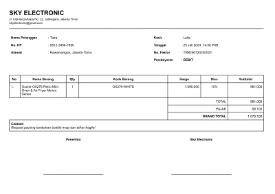 Contoh faktur pembelian elektronik