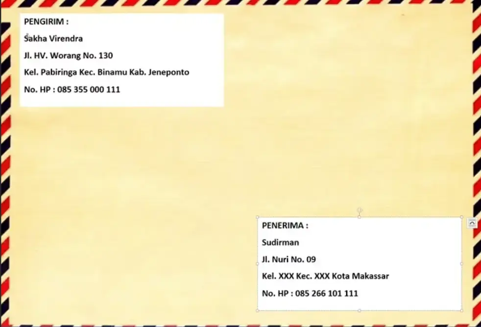 cara menulis alamat paket tulis tangan